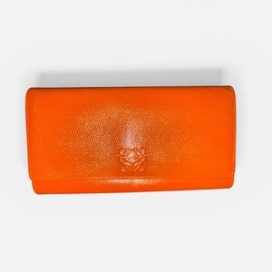 Loewe Orange Leather Wallet Anagram Logo Luxury Slim Wallet